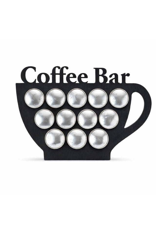 Coffee Bar Kapsül Kahve Standı – 27x18 cm MDF Nespresso Uyumlu Dekoratif Kahve Köşesi Aksesuarı