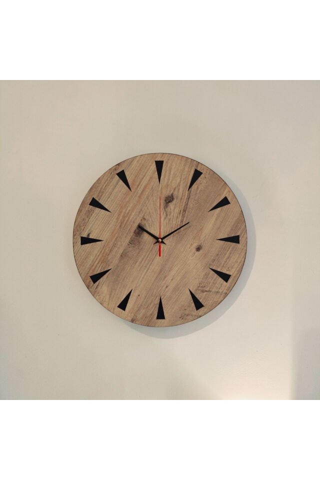 40 cm Dekoratif Duvar Saati Çift Kat MDF Atlantik Çam Siyah Modern Sessiz Mekanizma