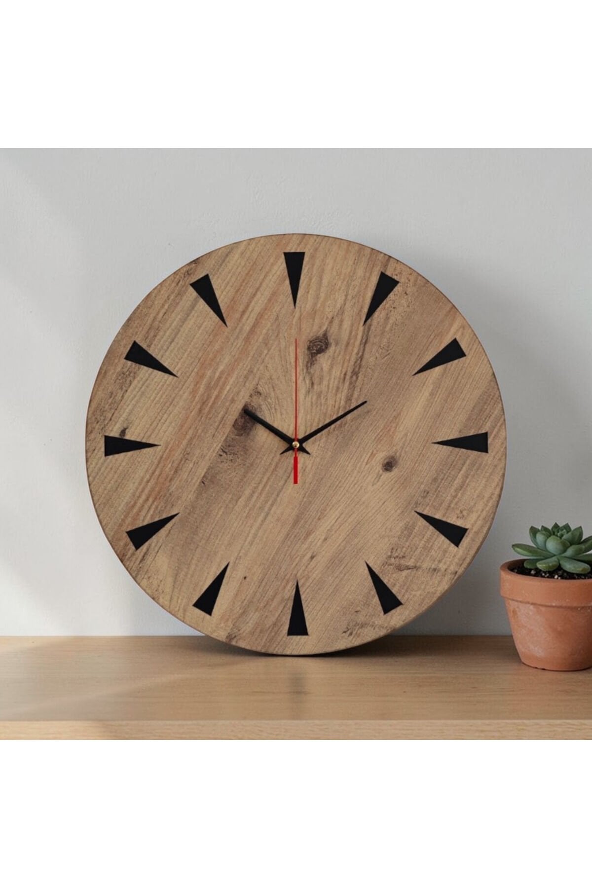 40 cm Dekoratif Duvar Saati Çift Kat MDF Atlantik Çam Siyah Modern Sessiz Mekanizma