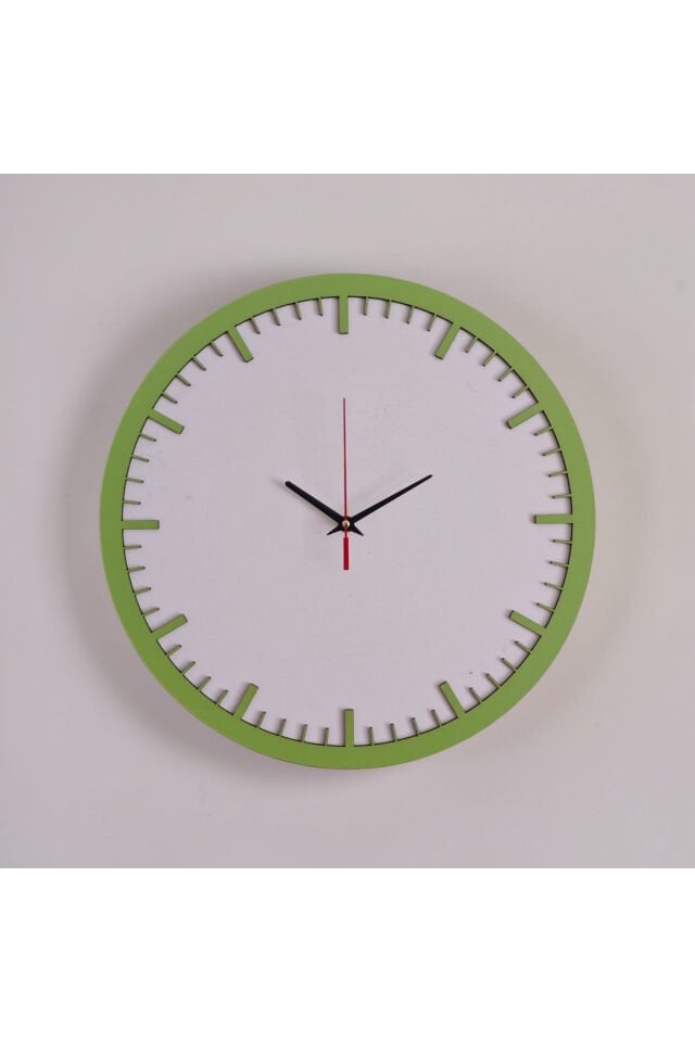 Modern Minimal Duvar Saati 40 cm – Dekoratif Şık Tasarım – Sessiz Mekanizma – Yeşil Çerçeve