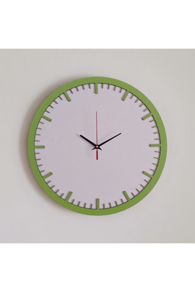 Modern Minimal Duvar Saati 40 cm – Dekoratif Şık Tasarım – Sessiz Mekanizma – Yeşil Çerçeve