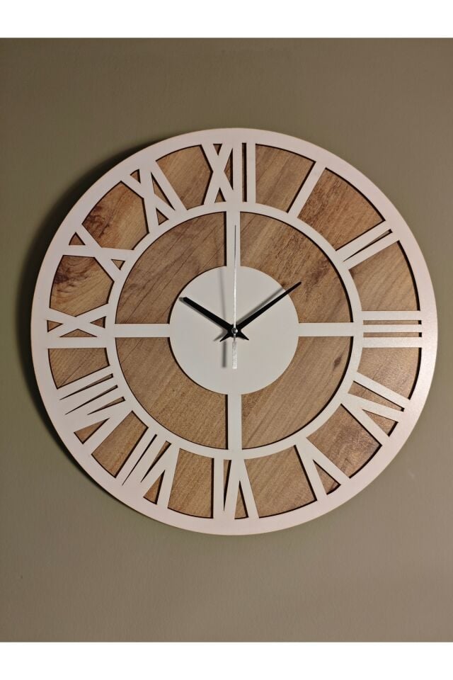 40 cm Modern Roma Rakamlı Duvar Saati – Sessiz Akar Mekanizma – Ahşap MDF