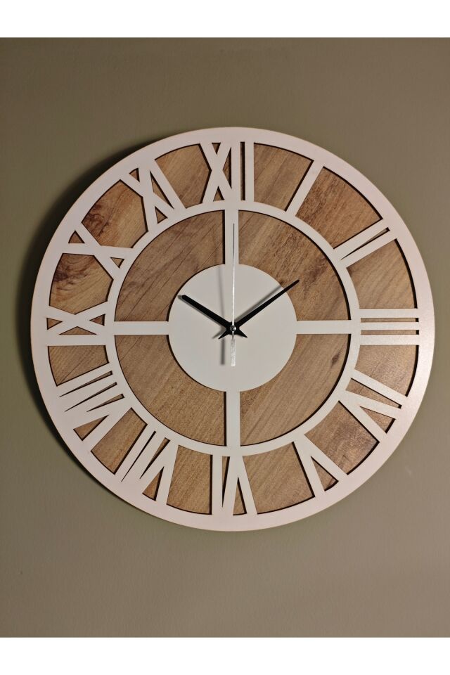 40 cm Modern Roma Rakamlı Duvar Saati – Sessiz Akar Mekanizma – Ahşap MDF