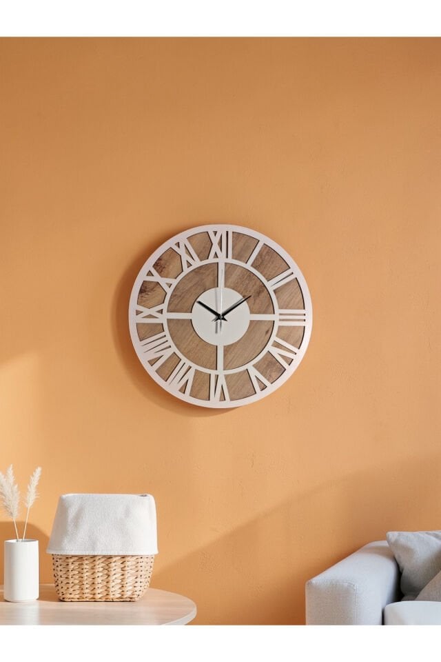 40 cm Modern Roma Rakamlı Duvar Saati – Sessiz Akar Mekanizma – Ahşap MDF