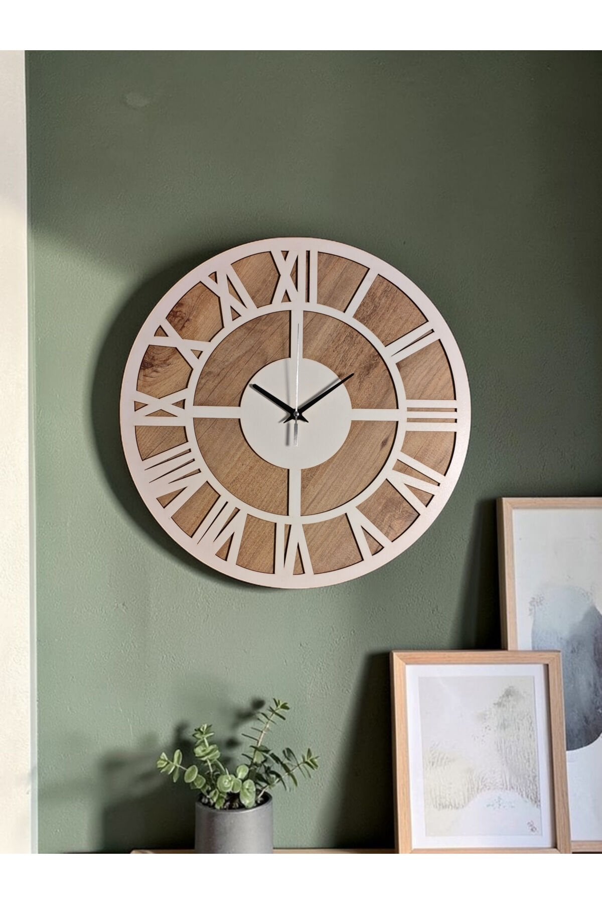 40 cm Modern Roma Rakamlı Duvar Saati – Sessiz Akar Mekanizma – Ahşap MDF
