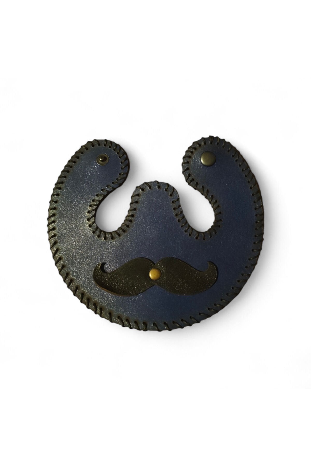 El Yapımı Deri Bıyıklı Gözlük Standı – Masa Üstü Şık Gözlük Tutucu