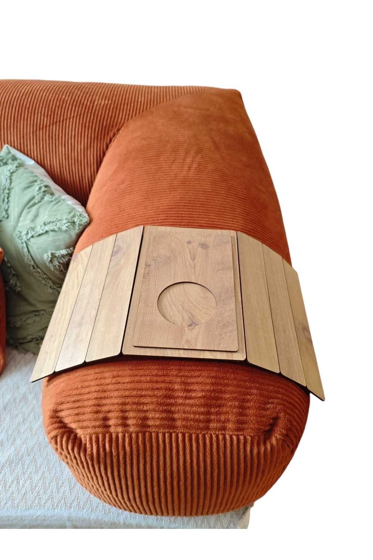 Ahşap Kolçak Organizer Bardaklıklı MDF Kol Dayama – 45x25 cm – Kaymaz Tabanlı