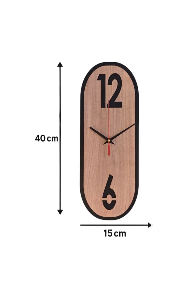 Dikdörtgen Ahşap Minimal Duvar Saati – 40×15 cm, Sessiz Mekanizma