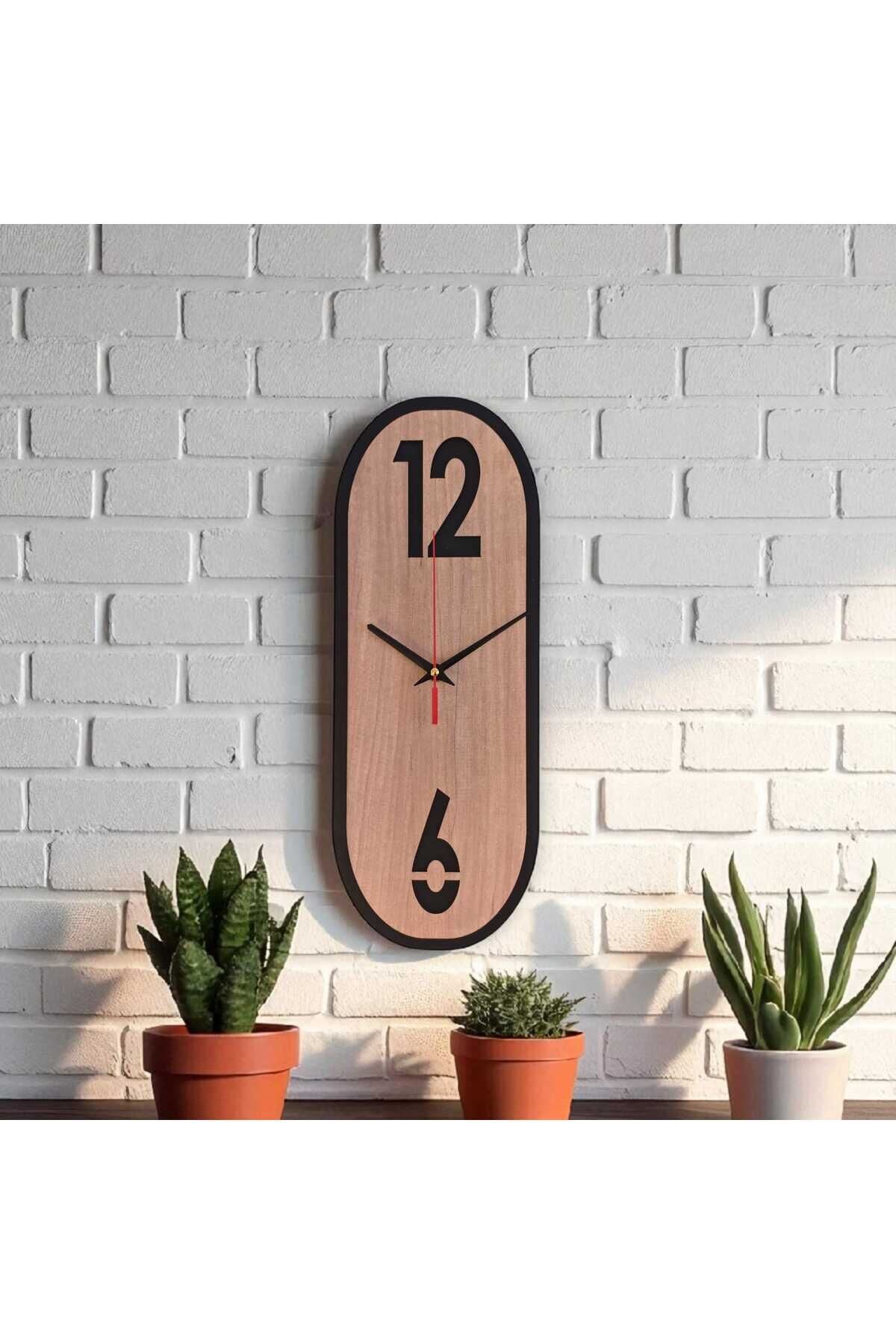 Dikdörtgen Ahşap Minimal Duvar Saati – 40×15 cm, Sessiz Mekanizma