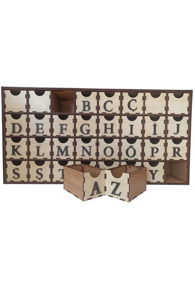 “Alfabetik Ahşap Çekmecelik (32 Bölmeli) – Muhasebeci ve Mali Müşavirler İçin Mali Mühür Organizeri”