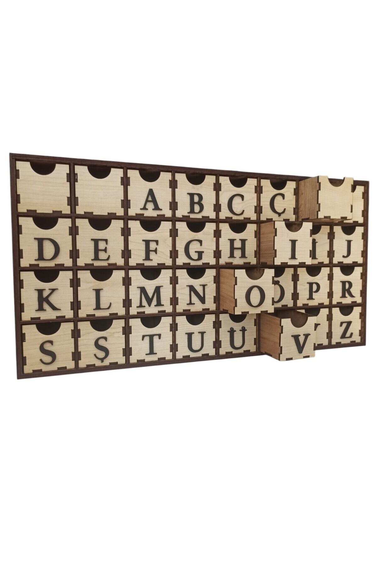 “Alfabetik Ahşap Çekmecelik (32 Bölmeli) – Muhasebeci ve Mali Müşavirler İçin Mali Mühür Organizeri”