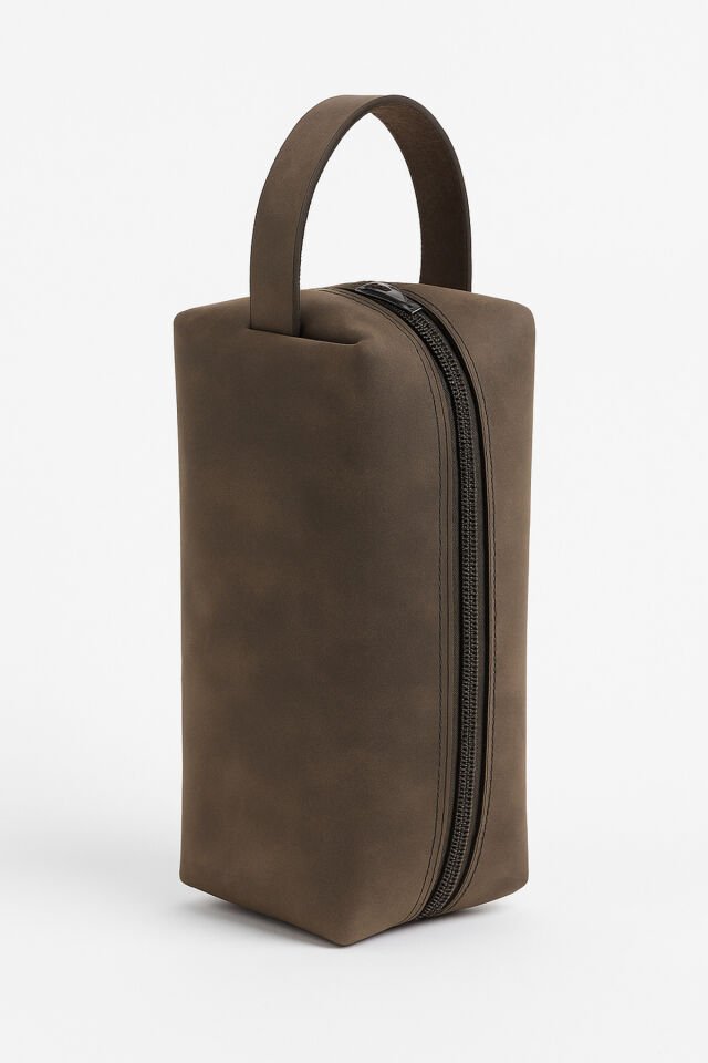 Gerçek Crazy Horse Deri El Yapımı Unisex Organizer Çanta – 19x9x9 cm