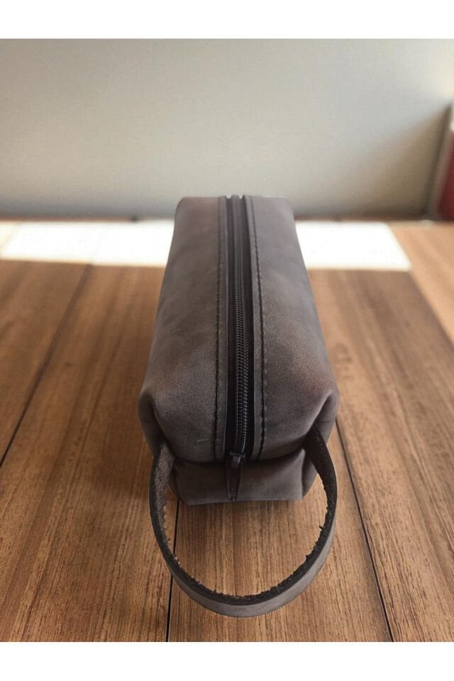 Gerçek Crazy Horse Deri El Yapımı Unisex Organizer Çanta – 19x9x9 cm