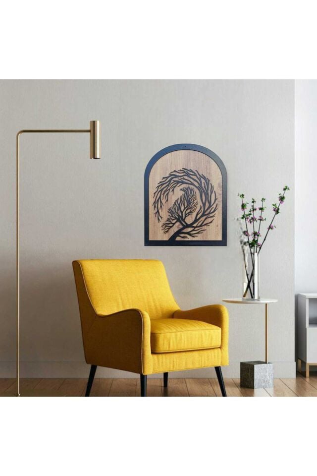 Kuzgun Figürlü MDF Lazer Kesim Duvar Dekoru 40x30 cm – Ahşap Görünümlü Modern Tasarım