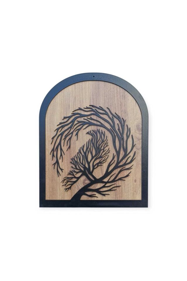 Kuzgun Figürlü MDF Lazer Kesim Duvar Dekoru 40x30 cm – Ahşap Görünümlü Modern Tasarım