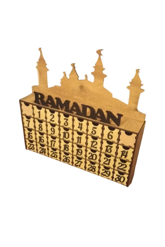 DEKORATİF AHŞAP ÇEKMECELİ RAMADAN YAZILI RAMAZAN TAKVİMİ