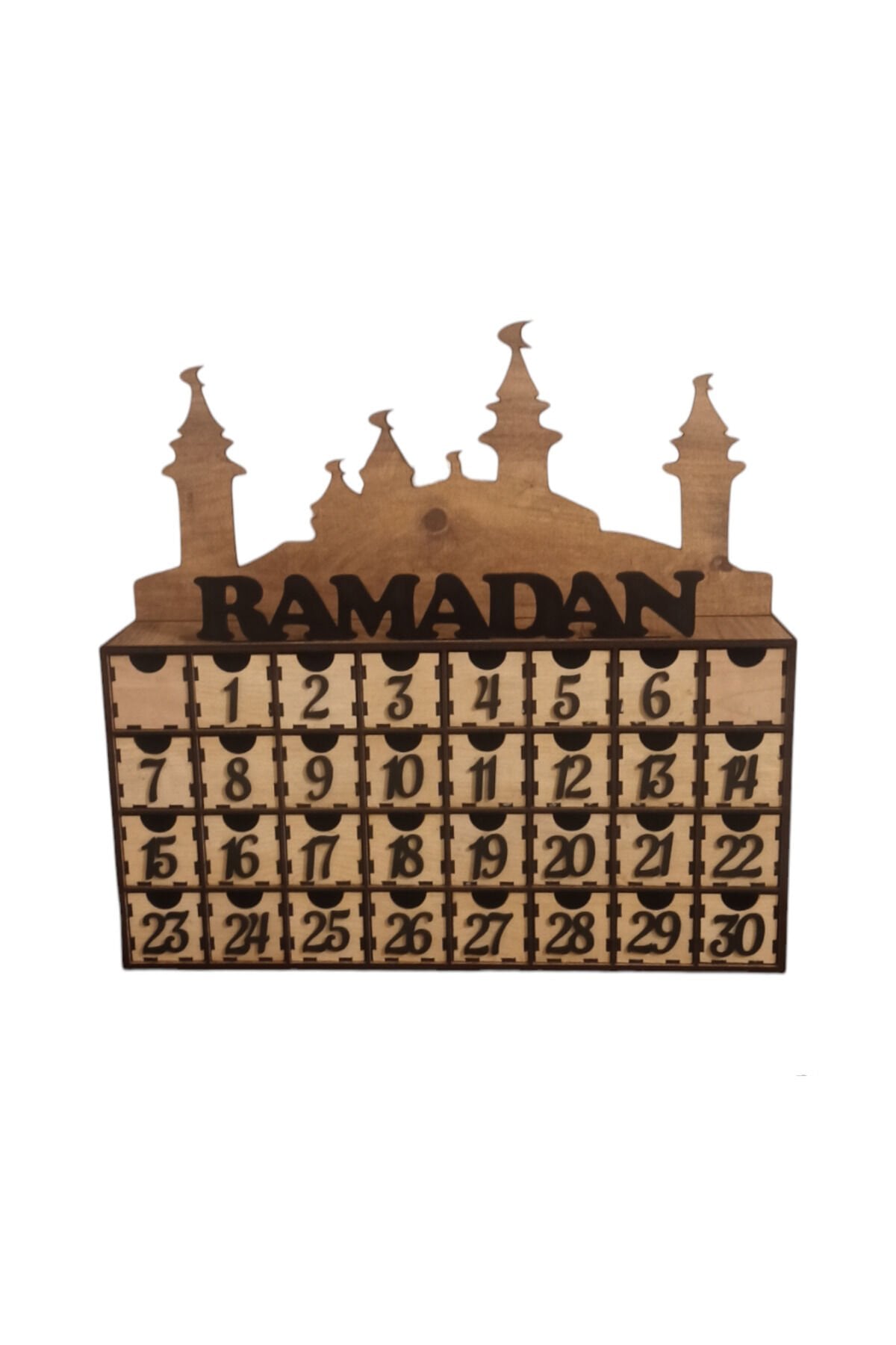 DEKORATİF AHŞAP ÇEKMECELİ RAMADAN YAZILI RAMAZAN TAKVİMİ