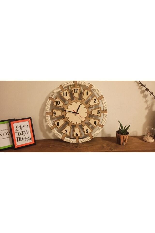 Dekoratif Makrome Detaylı Duvar Saati