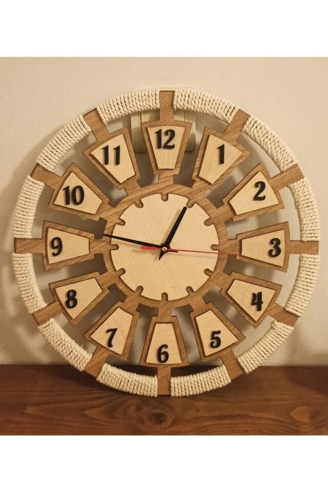 Dekoratif Makrome Detaylı Duvar Saati