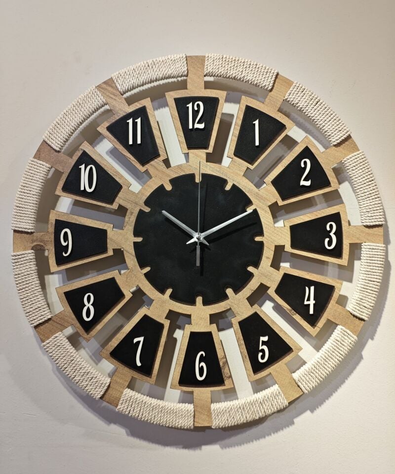 50 Cm Makrome Detaylı Dekoratif Duvar Saati