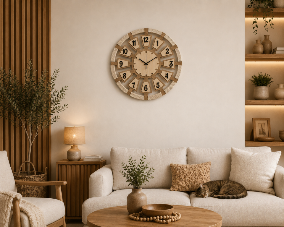 50 Cm Makrome Detaylı Dekoratif Duvar Saati