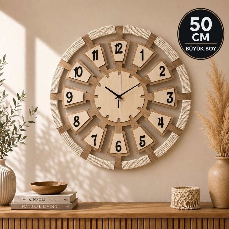50 Cm Makrome Detaylı Dekoratif Duvar Saati